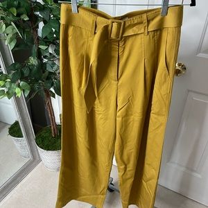 Brass pleated belted trousers size 8